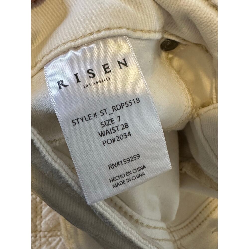 Risen Jeans Womens White Stretch Wide Leg Crop Pants Size 7 / 28 - Picture 7 of 10